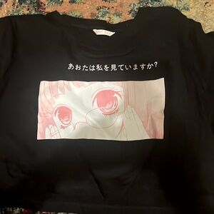 Black crop top anime girl